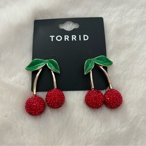 Torrid Red Rhinestone Cherry Earrings 🍒